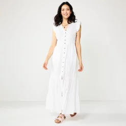 Women's Sonoma Goods For Life® Ruffle Sleeve Smocked Maxi Dress -True Fit Shop 5921689 White