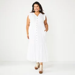 Plus Size Sonoma Goods For Life® Ruffle Sleeve Smocked Maxi Dress