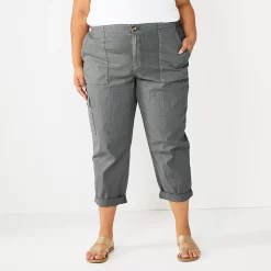 Plus Size Sonoma Goods For Life® Cargo Utility Capri Pants -True Fit Shop 5927176 Dark Gray