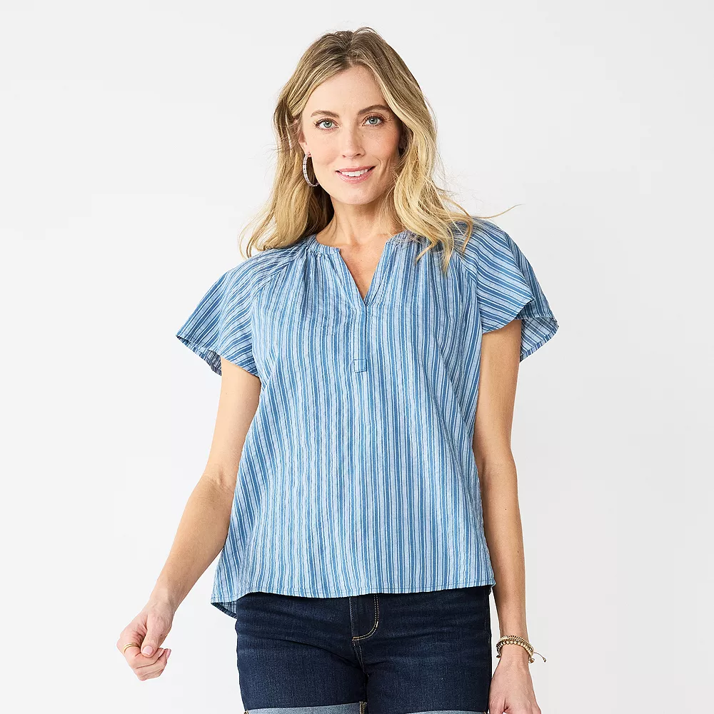 Women's Sonoma Goods For Life® Flutter Sleeve Y Neck Top 6 Women's Sonoma Goods For Life® Flutter Sleeve Y Neck Top - Image 6