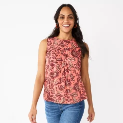 Women's Sonoma Goods For Life® Yoke Front Top -True Fit Shop 5945393 Berry Floral