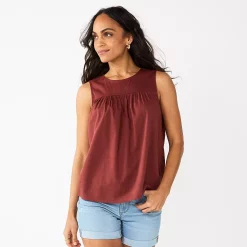 Women's Sonoma Goods For Life® Yoke Front Top -True Fit Shop 5945393 Maroon