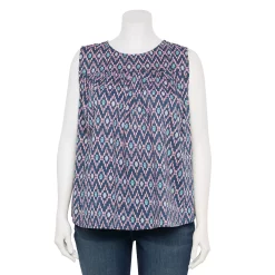 Plus Size Sonoma Goods For Life® Yoke Front Tank -True Fit Shop 5953566 Blue Ikat