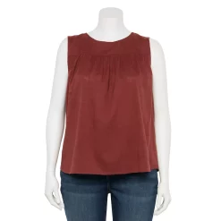 Plus Size Sonoma Goods For Life® Yoke Front Tank -True Fit Shop 5953566 Maroon
