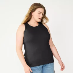 Plus Size Sonoma Goods For Life® High Neck Layering Tank 11 Plus Size Sonoma Goods For Life® High Neck Layering Tank -True Fit Shop 5955408 Black