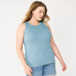 Plus Size Sonoma Goods For Life® High Neck Layering Tank 14 Plus Size Sonoma Goods For Life® High Neck Layering Tank -True Fit Shop 5955408 Sky Blue