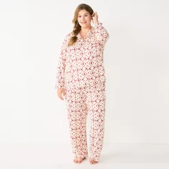 Plus Size Sonoma Goods For LifeĀ® Knit Pajama Shirt & Pajama Pants Sleep Set