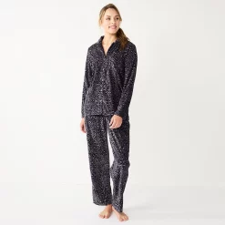 Women's Sonoma Goods For LifeĀ® Velour Pajama Shirt & Pajama Pants Sleep Set