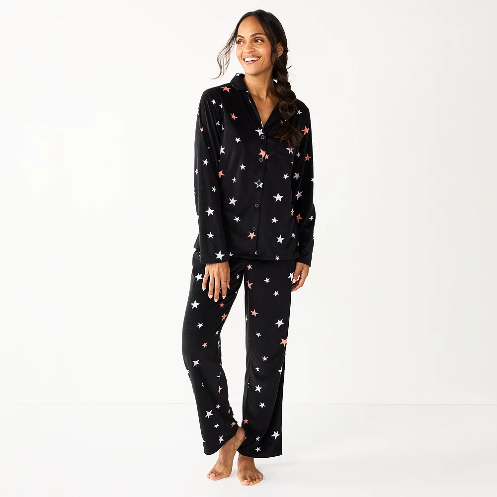Women's Sonoma Goods For Life® Velour Pajama Shirt & Pajama Pants Sleep Set 2 Women's Sonoma Goods For Life® Velour Pajama Shirt & Pajama Pants Sleep Set - Image 2