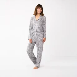 Women's Sonoma Goods For Life® Knit Pajama Shirt & Pajama Pants Sleep Set 11 Women's Sonoma Goods For Life® Knit Pajama Shirt & Pajama Pants Sleep Set -True Fit Shop 6076381 ALT2